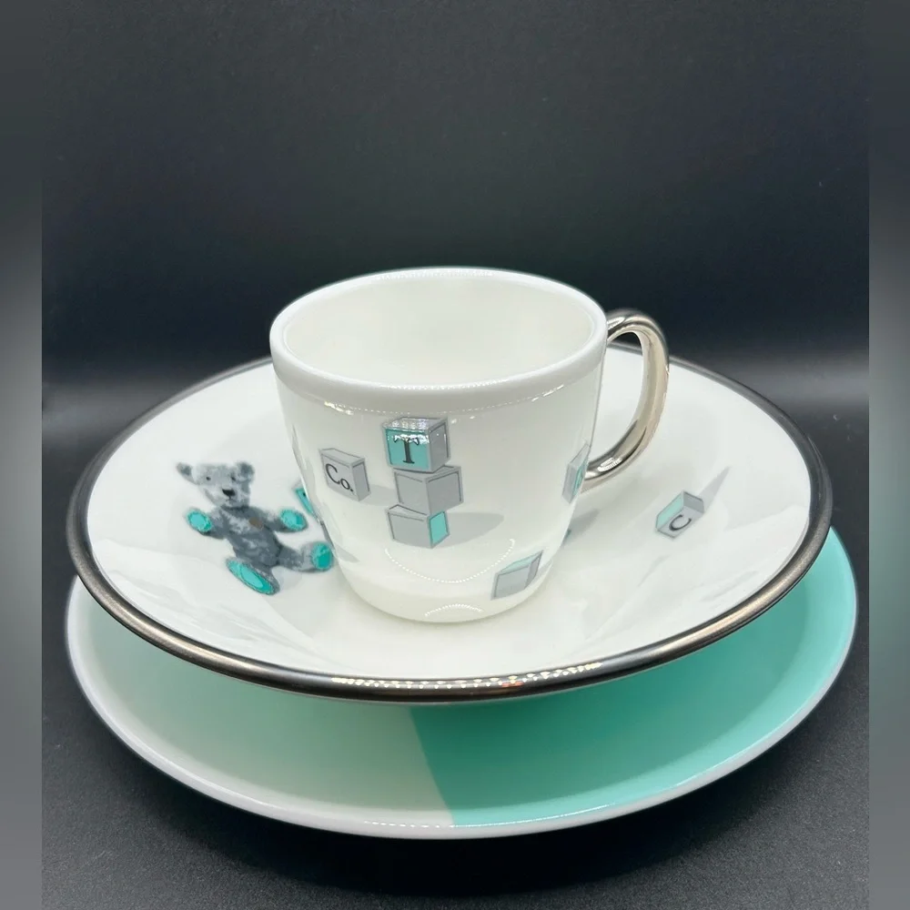Tiffany & Co. Bear and Block Child / Baby Theme Tableware Set of 3 pcs
